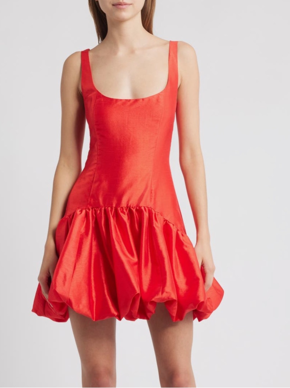 Hutch Poppy Red Drop Waist Bubble Hem Mini Dress NWT 12